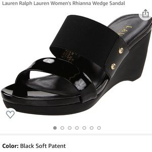 Ralph Lauren Rihanna Wedge Sandals - Black 7.5
